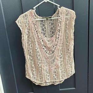 Love Stitch Lace and and crochet blush top